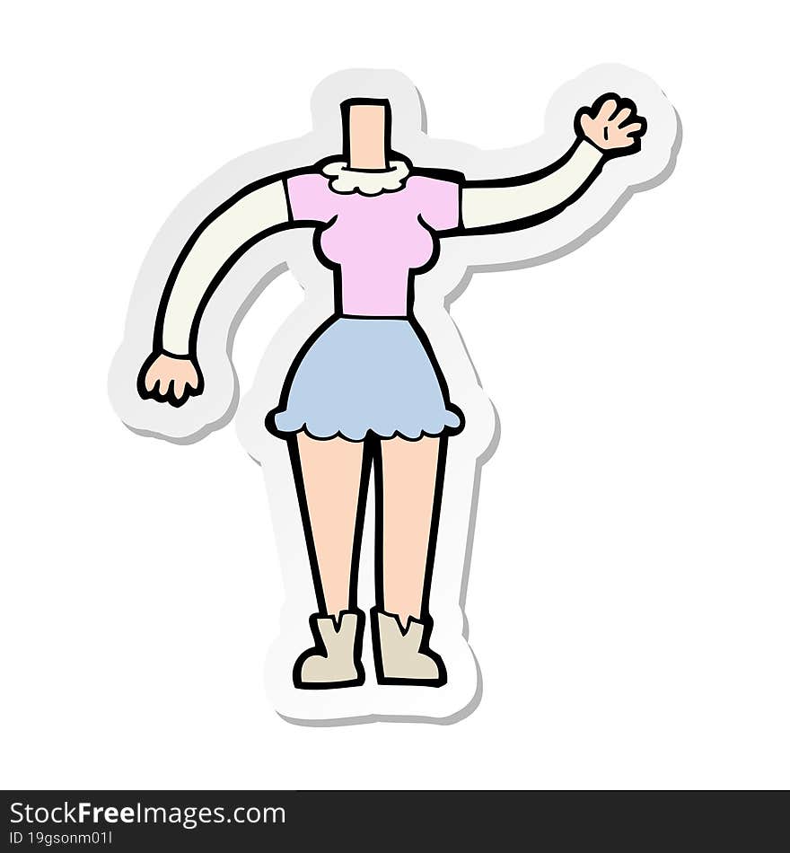 sticker of a cartoon female body