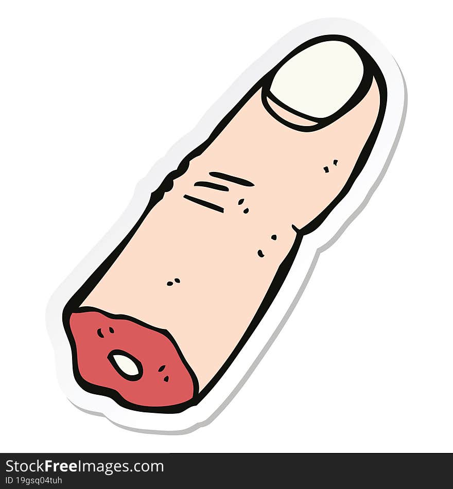 sticker of a cartoon severed finger