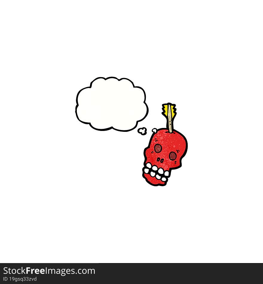 cartoon skull with thought bubble