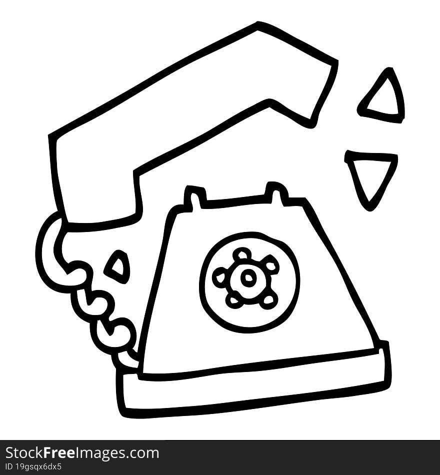 line drawing cartoon retro telephone