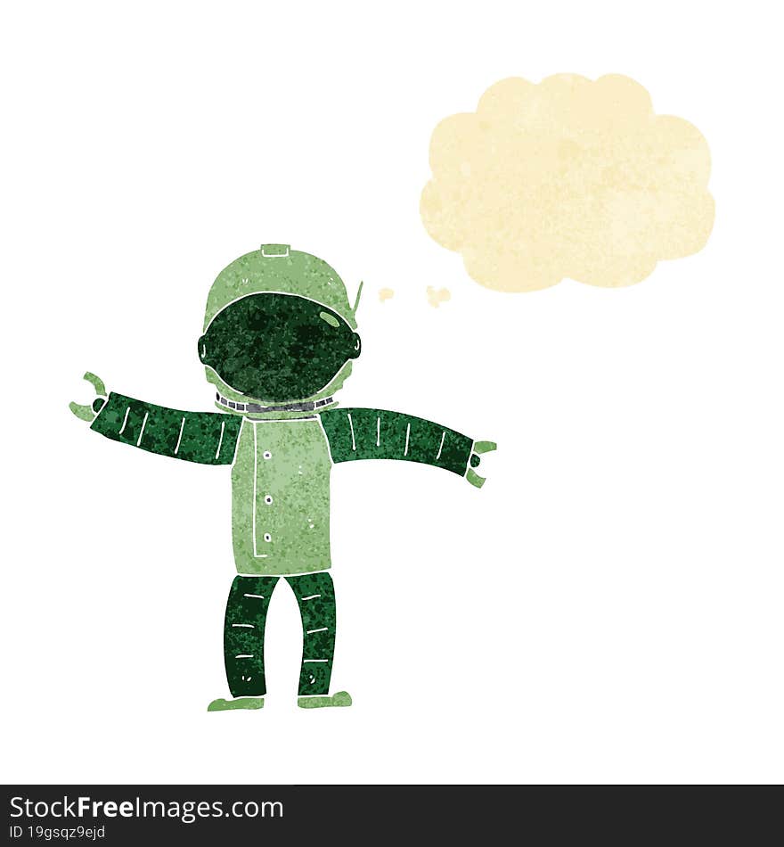 cartoon astronaut with thought bubble