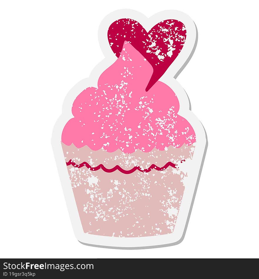 Valentine Cup Cake Grunge Sticker