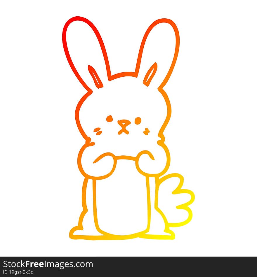 warm gradient line drawing cartoon bunny rabbit