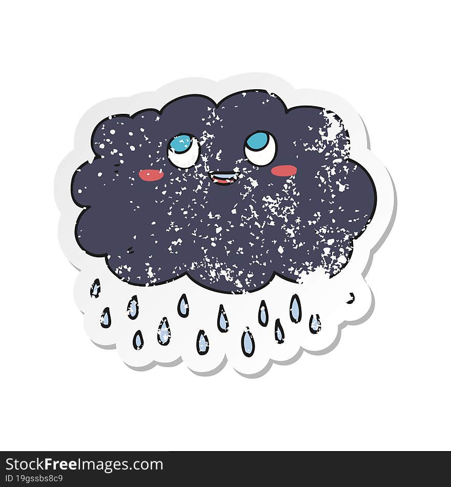 retro distressed sticker of a cartoon raincloud