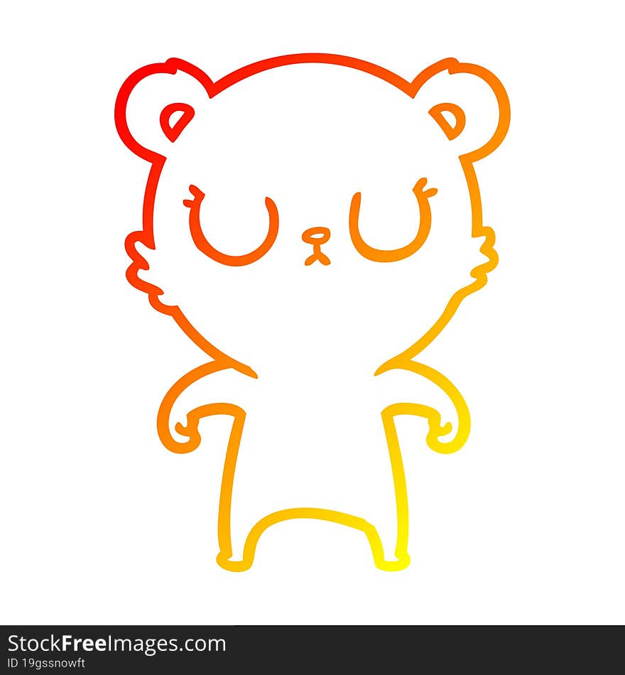 warm gradient line drawing peaceful cartoon bear