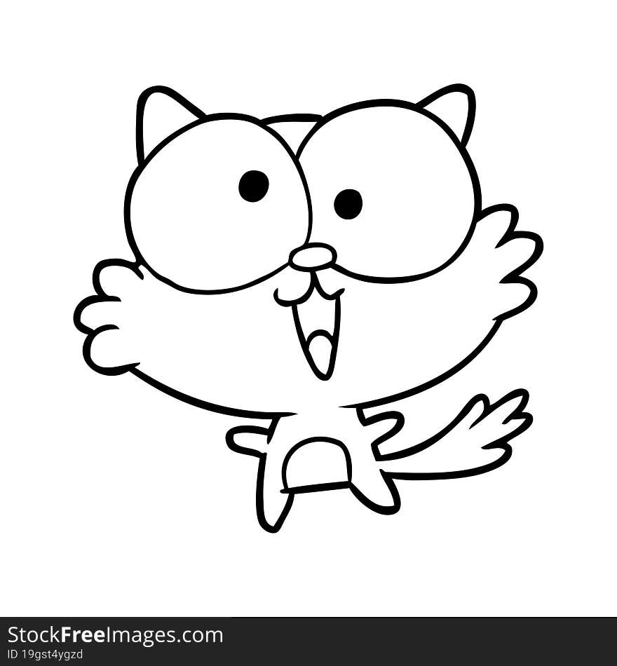 cute line drawing of a crazy cat. cute line drawing of a crazy cat