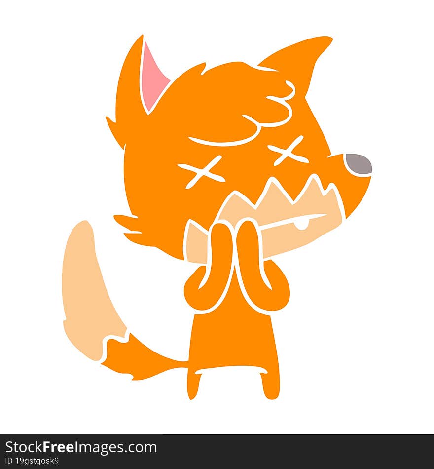 flat color style cartoon dead fox