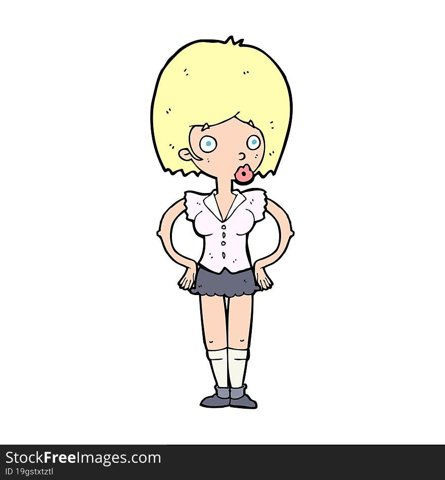 Cartoon Woman With Hands On Hips