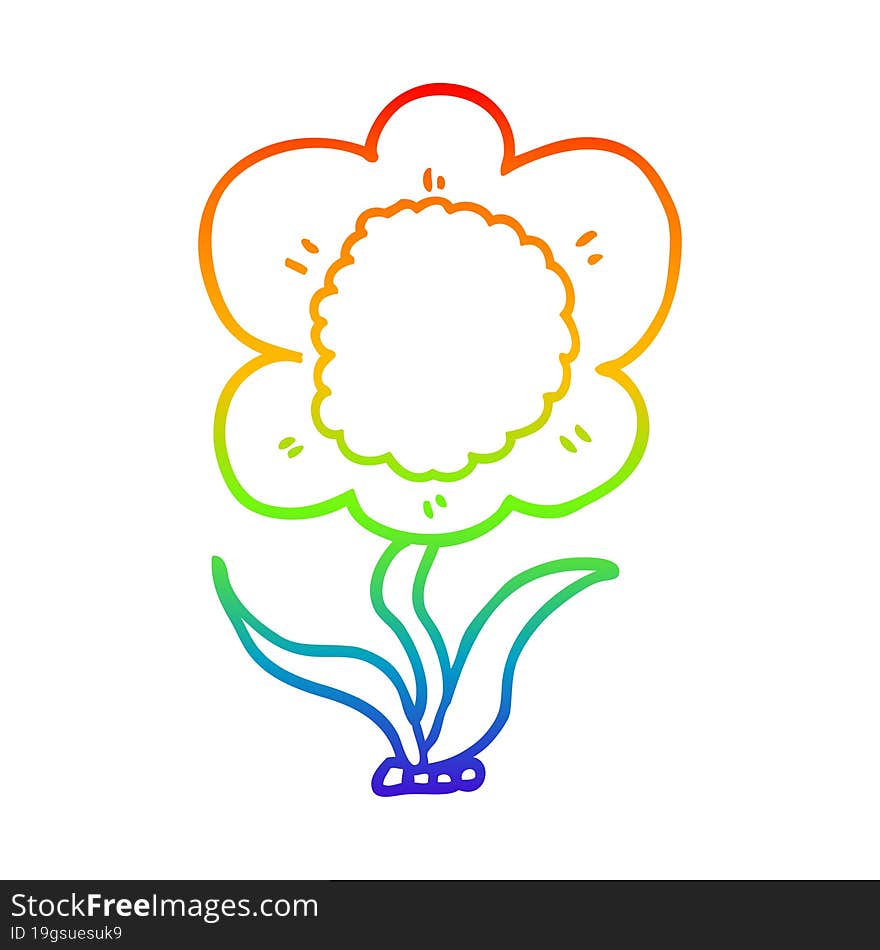 rainbow gradient line drawing of a cartoon flower