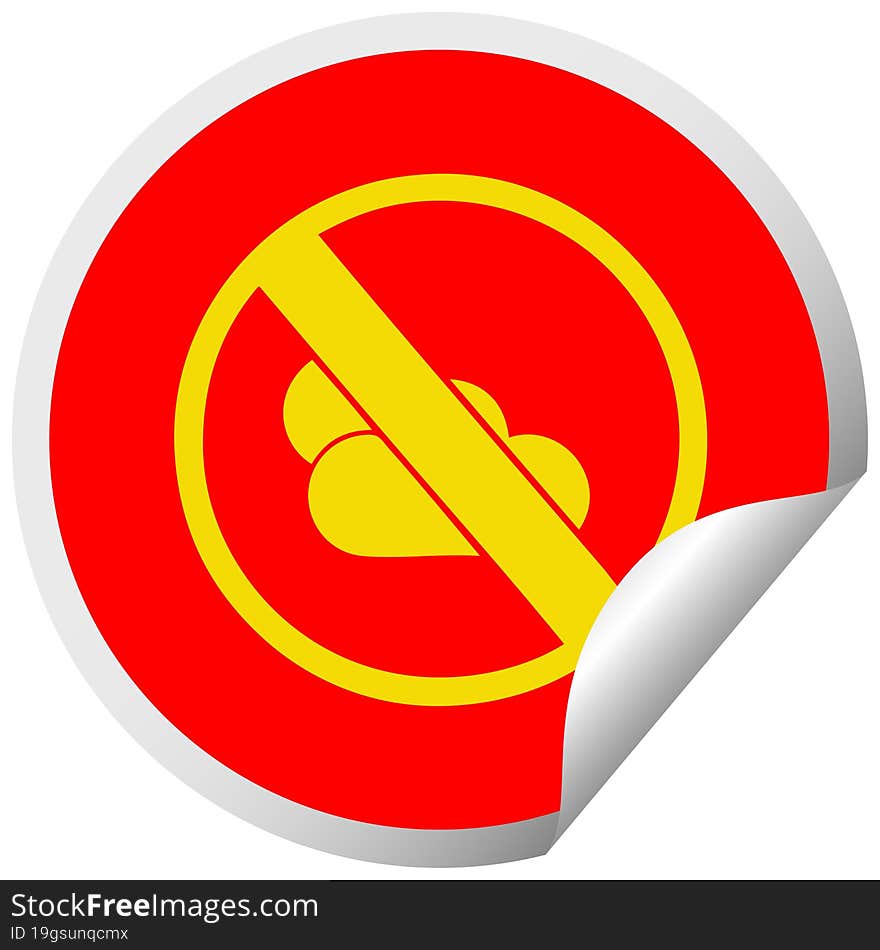 Circular Peeling Sticker Cartoon No Sunny Spells Allowed Sign