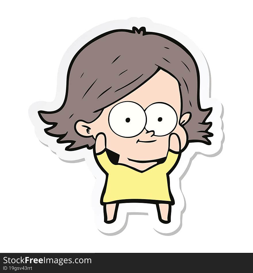 sticker of a happy cartoon girl