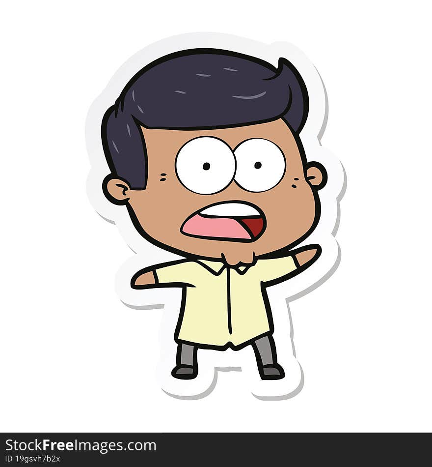 Sticker Of A Cartoon Shocked Man