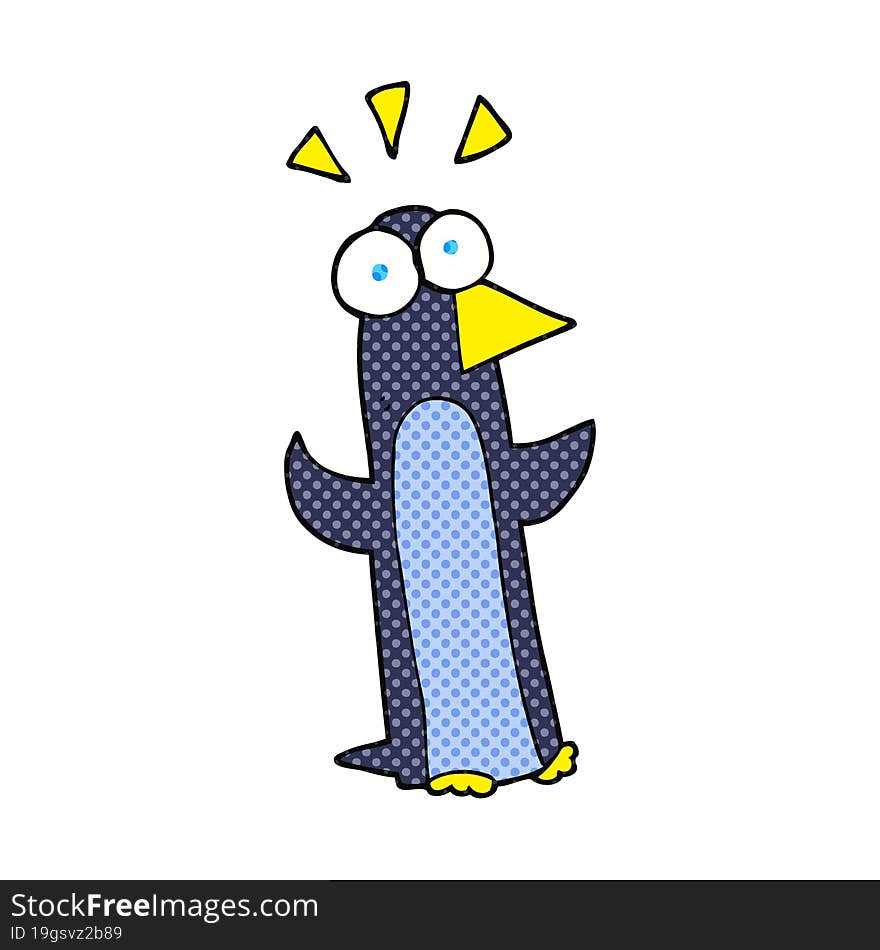 cartoon surprised penguin