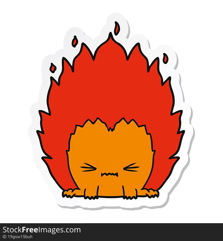 Sticker Of A Cartoon Fire Creature