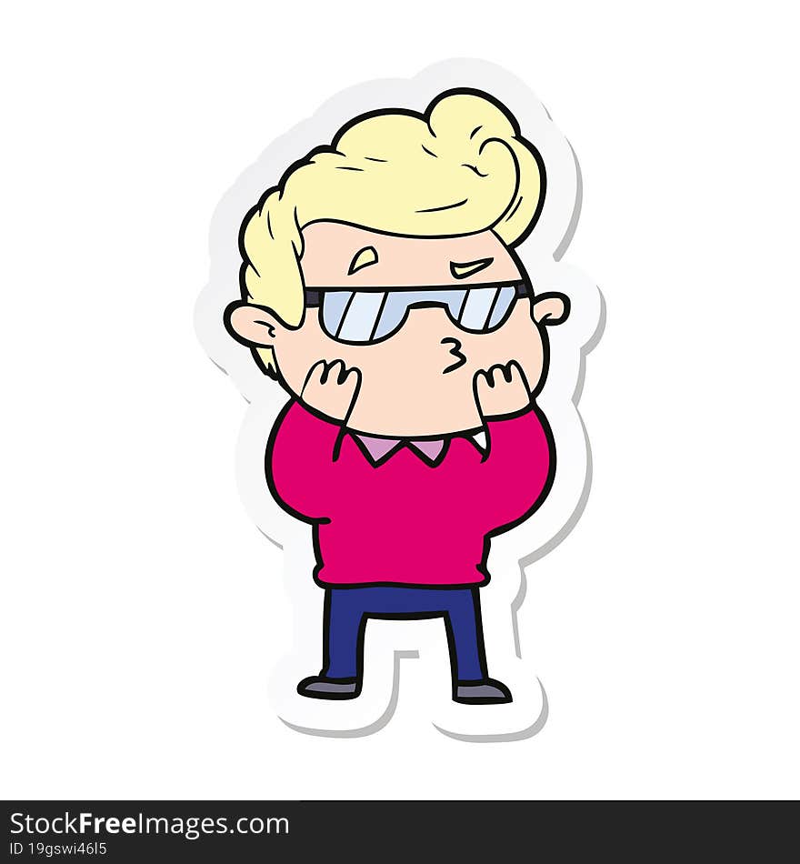 sticker of a cartoon cool guy