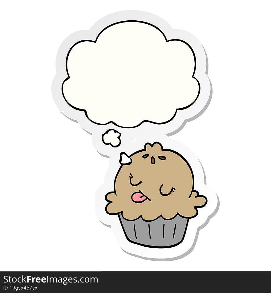 Cute Cartoon Pie And Thought Bubble As A Printed Sticker