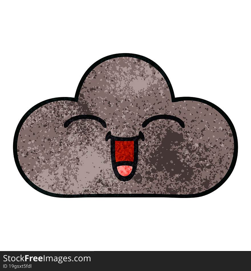 Retro Grunge Texture Cartoon Storm Cloud