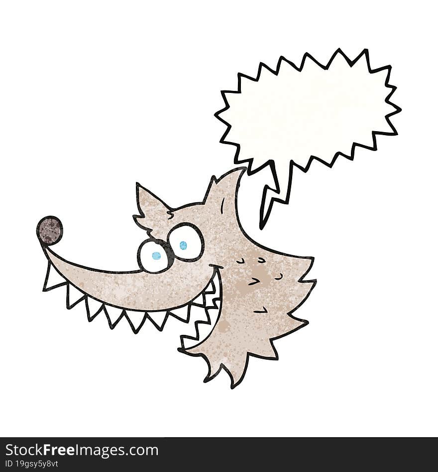 speech bubble textured cartoon crazy wolf