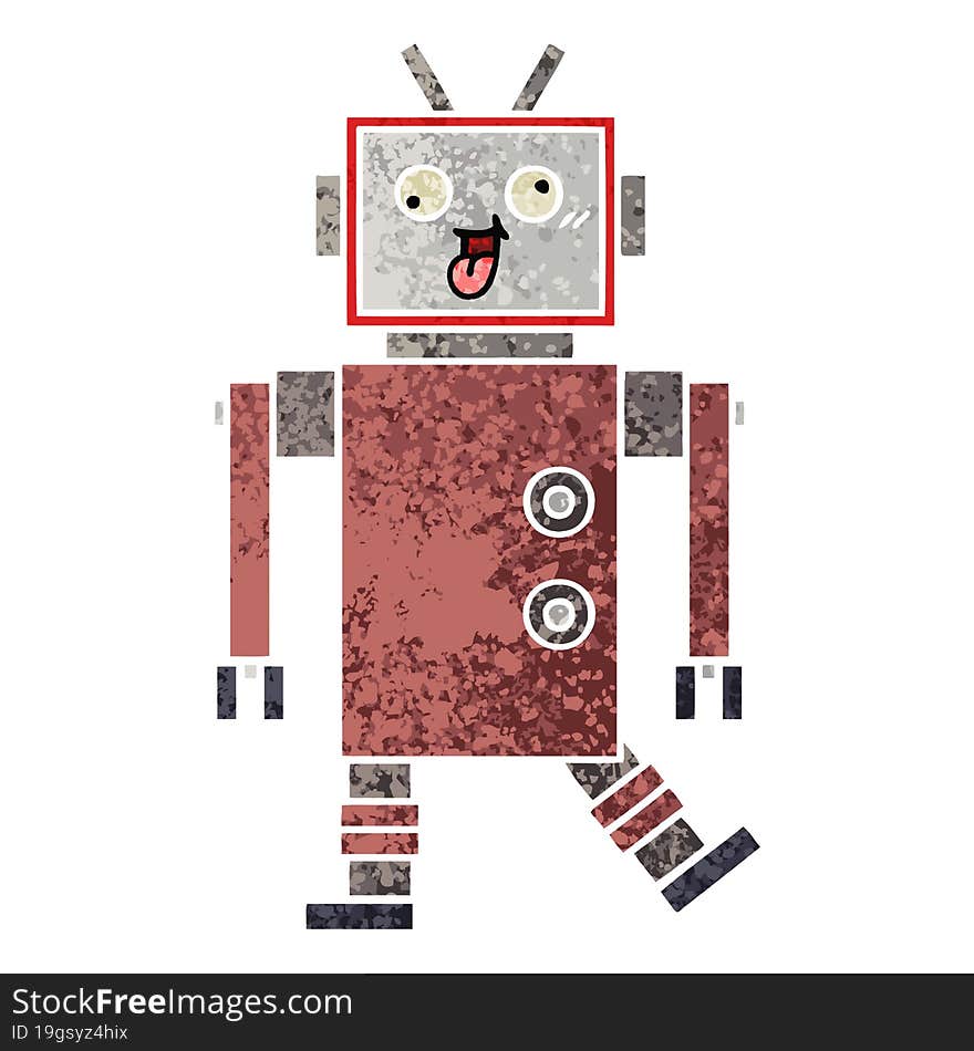 Retro Illustration Style Cartoon Robot