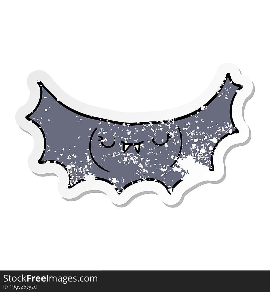 distressed sticker of a cartoon vampire bat