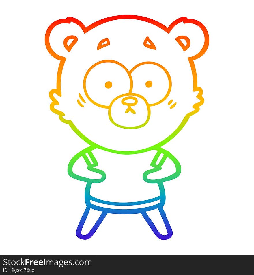 rainbow gradient line drawing surprised polar bear cartoon