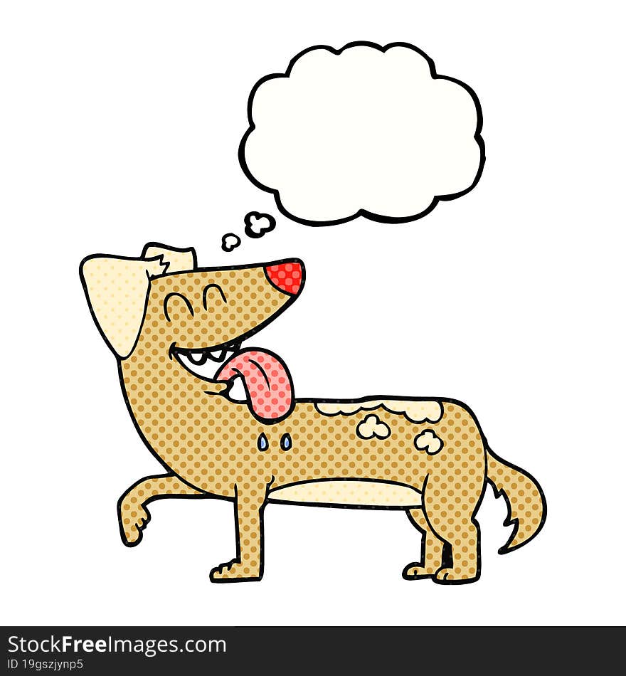 Thought Bubble Cartoon Panting Dog