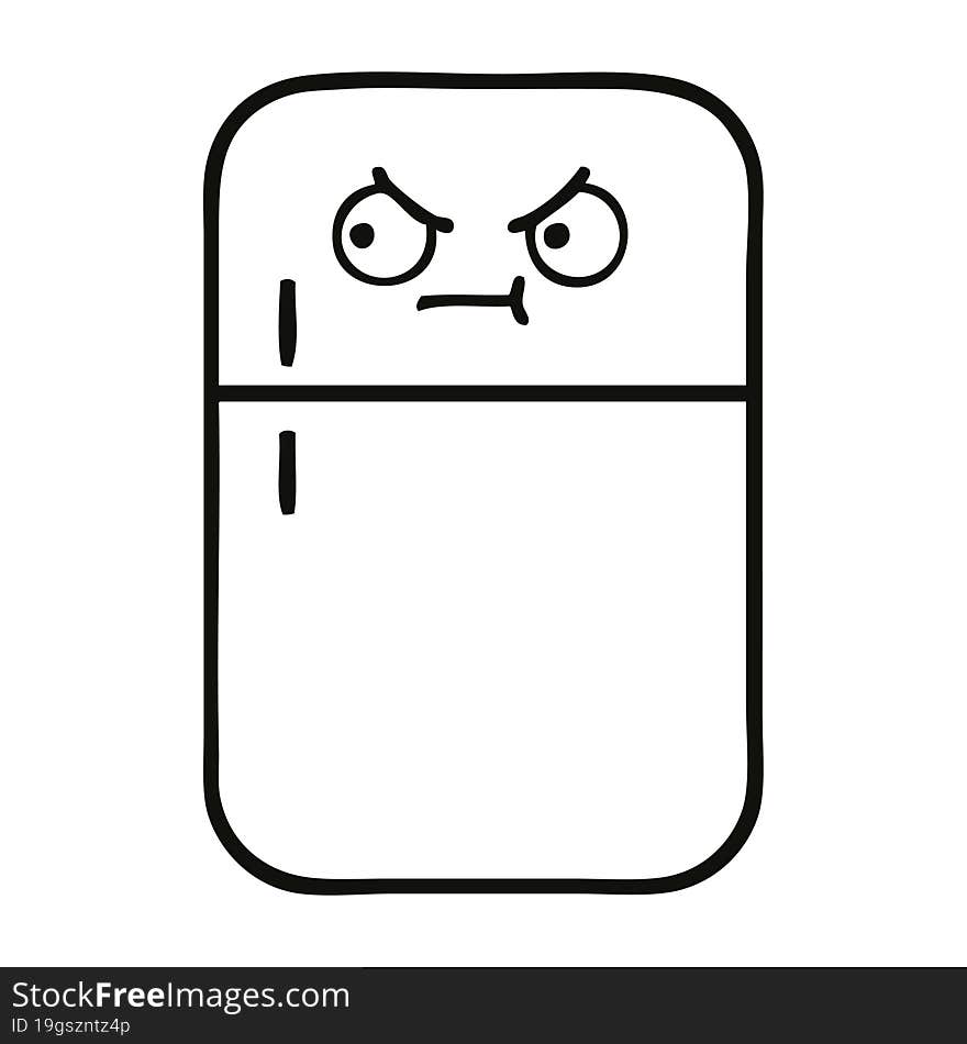 line drawing cartoon fridge freezer