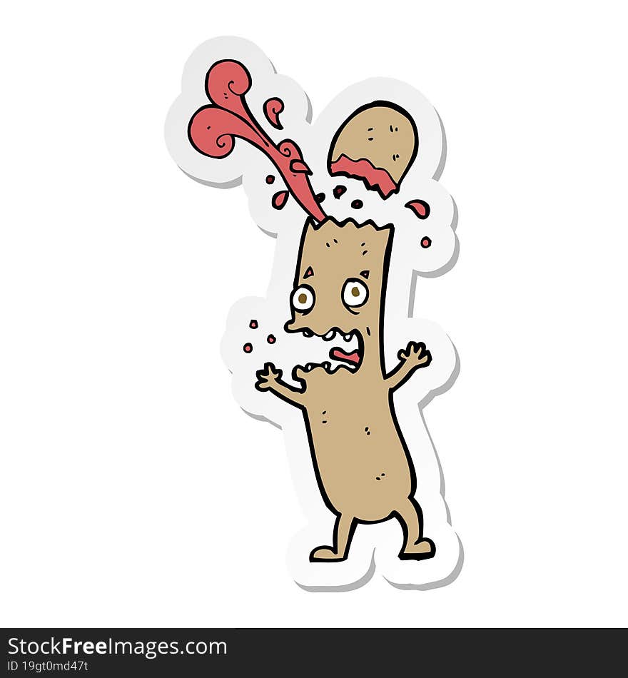 Sticker Of A Cartoon Undercooked Sausage