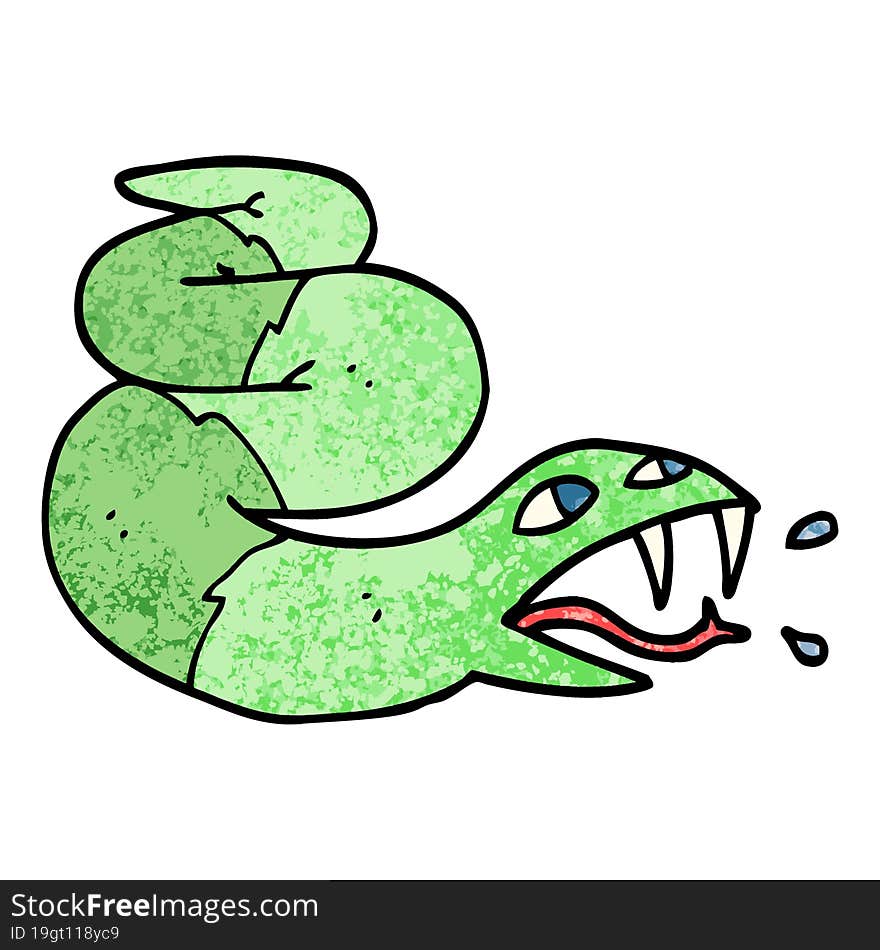 grunge textured illustration cartoon hissing snake