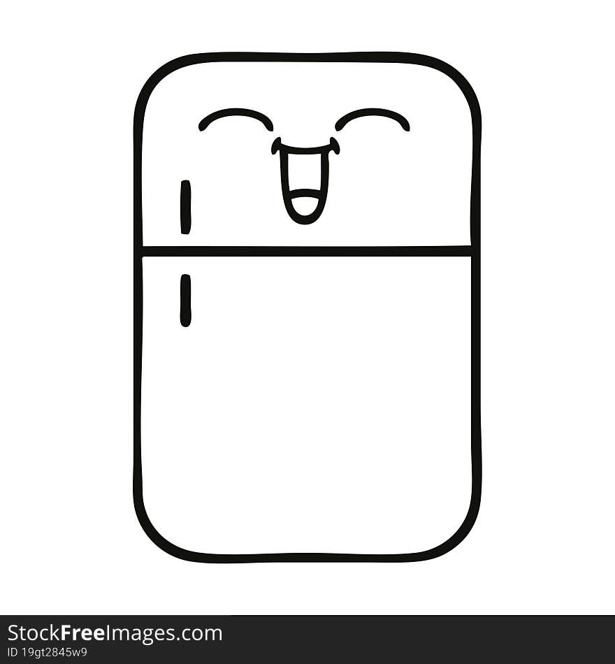 Line Drawing Cartoon Fridge Freezer