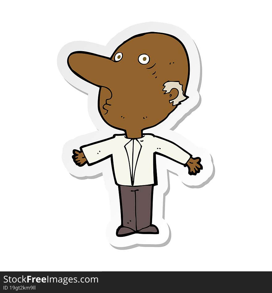 Sticker Of A Cartoon Confused Middle Aged Man