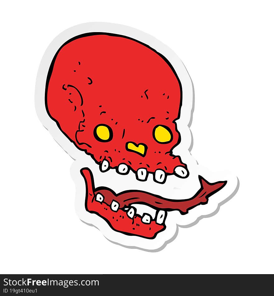 sticker of a cartoon spooky skull