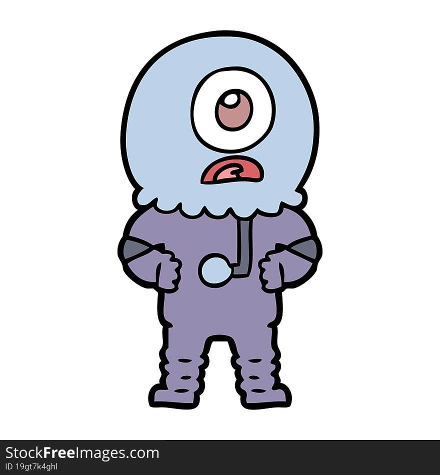 cartoon cyclops alien spaceman. cartoon cyclops alien spaceman