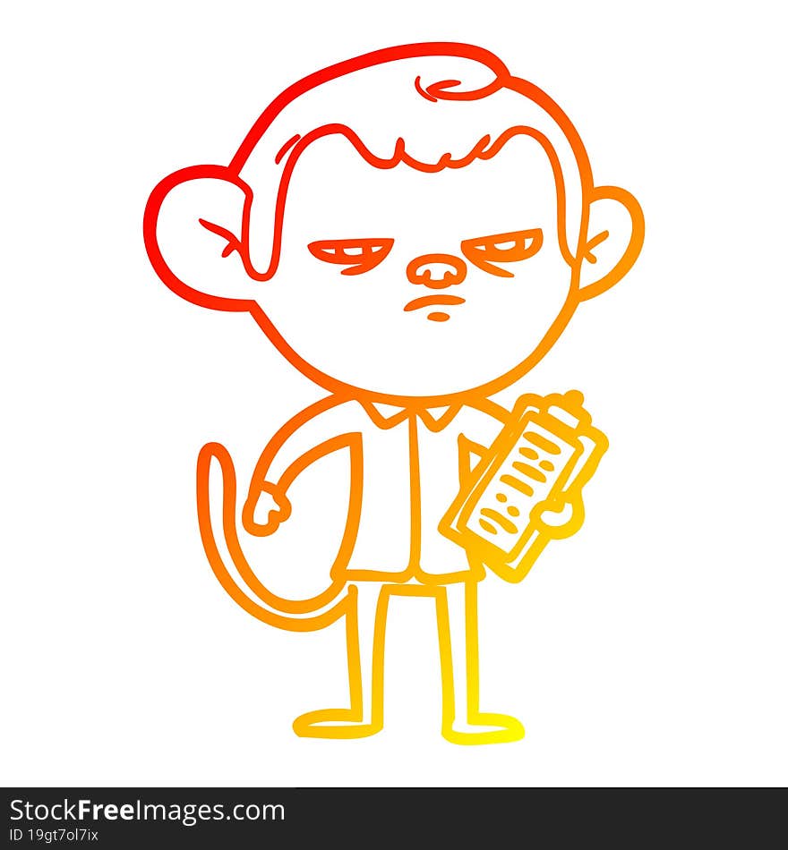 warm gradient line drawing cartoon annoyed monkey boss