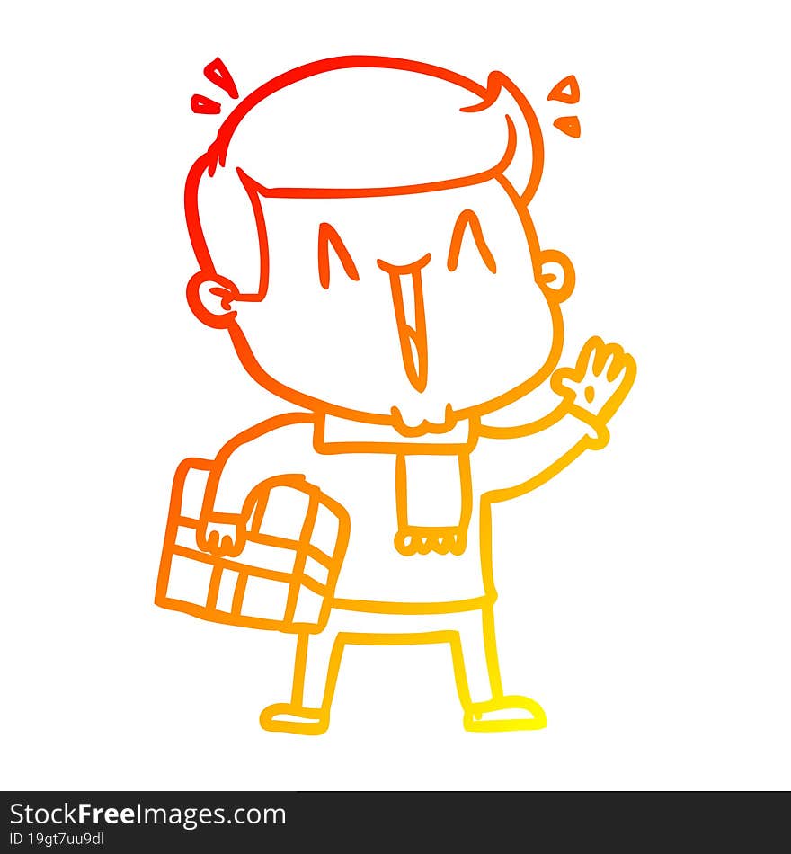 warm gradient line drawing cartoon excited man