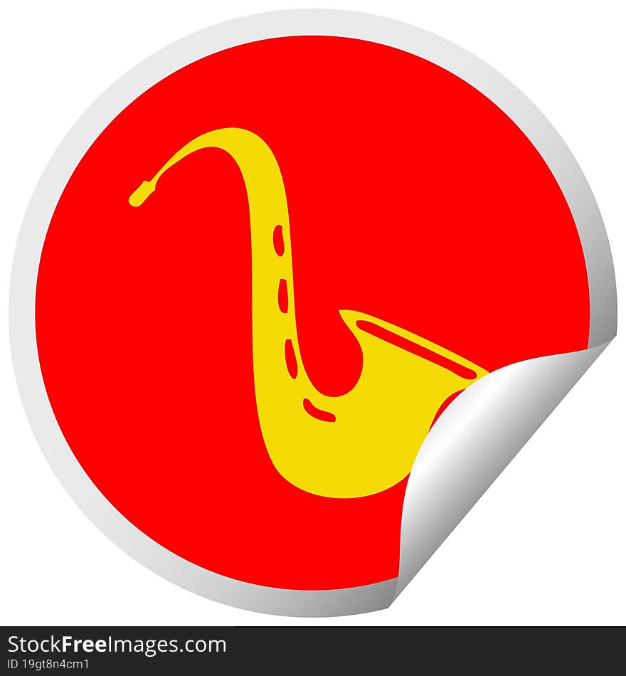 circular peeling sticker cartoon musical saxophone