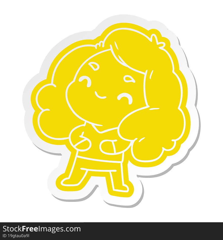 cartoon sticker of a cute kawaii girl