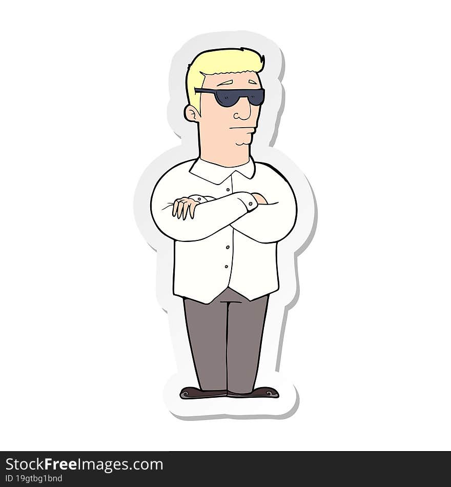 sticker of a cartoon security guy