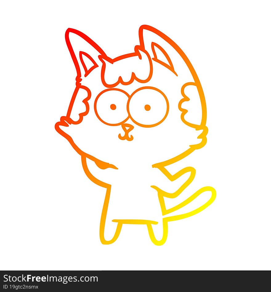 warm gradient line drawing happy cartoon cat