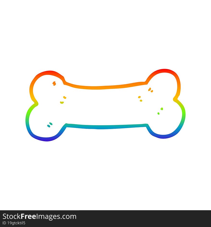 rainbow gradient line drawing cartoon bone