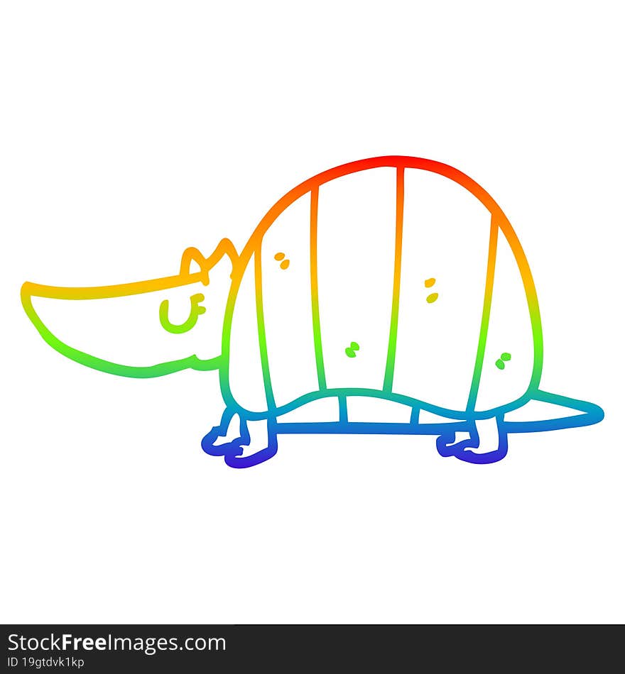 rainbow gradient line drawing cartoon armadillo