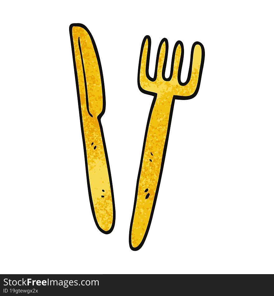 Cartoon Doodle Knife And Fork