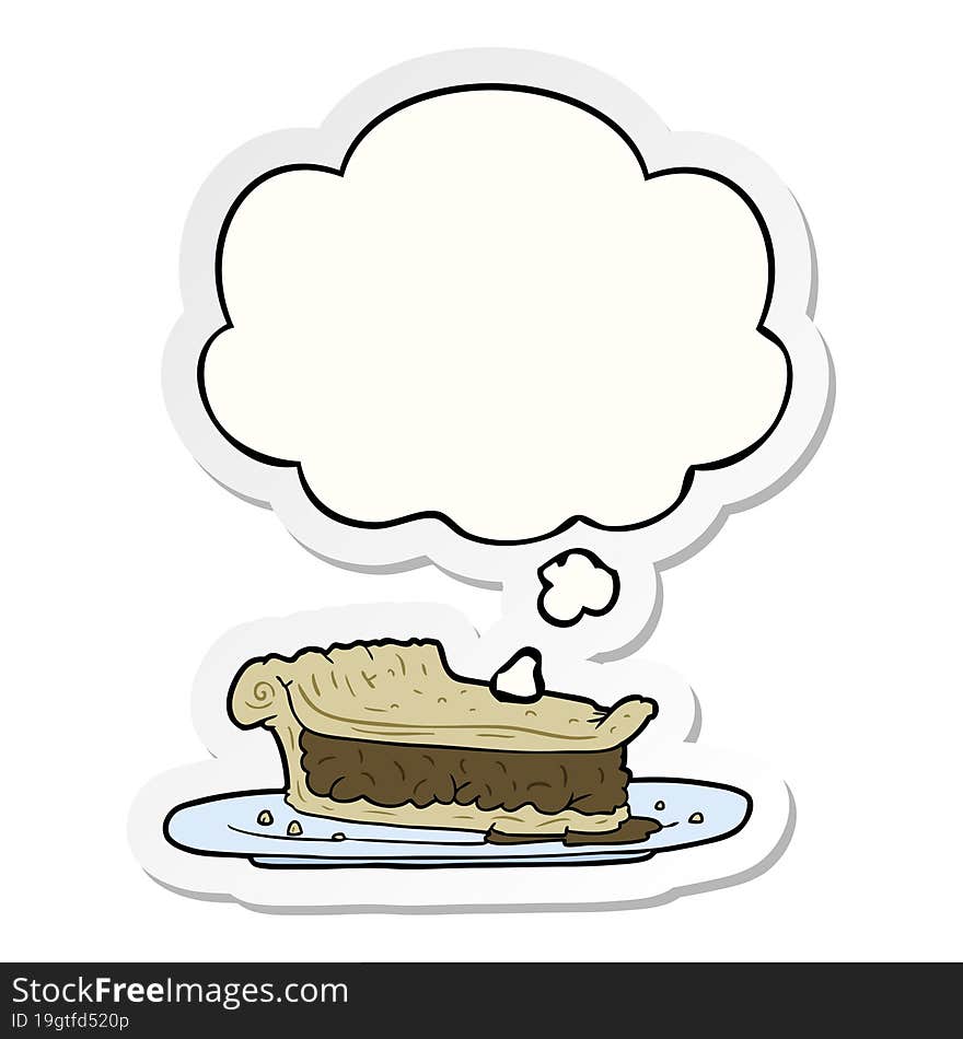 cartoon meat pie and thought bubble as a printed sticker