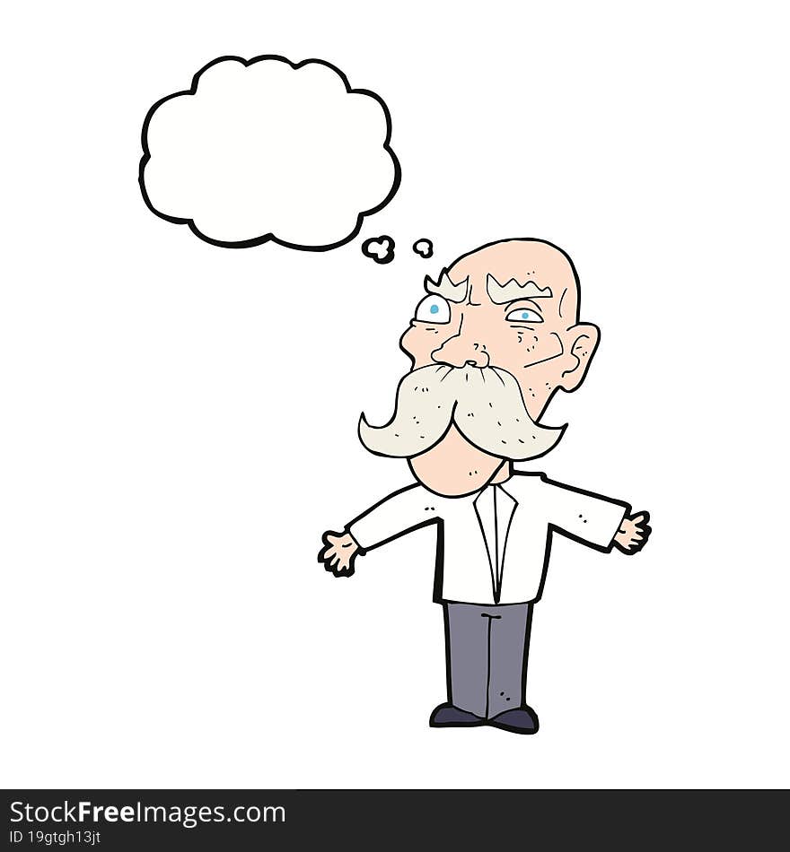 Cartoon Angry Old Man With Thought Bubble