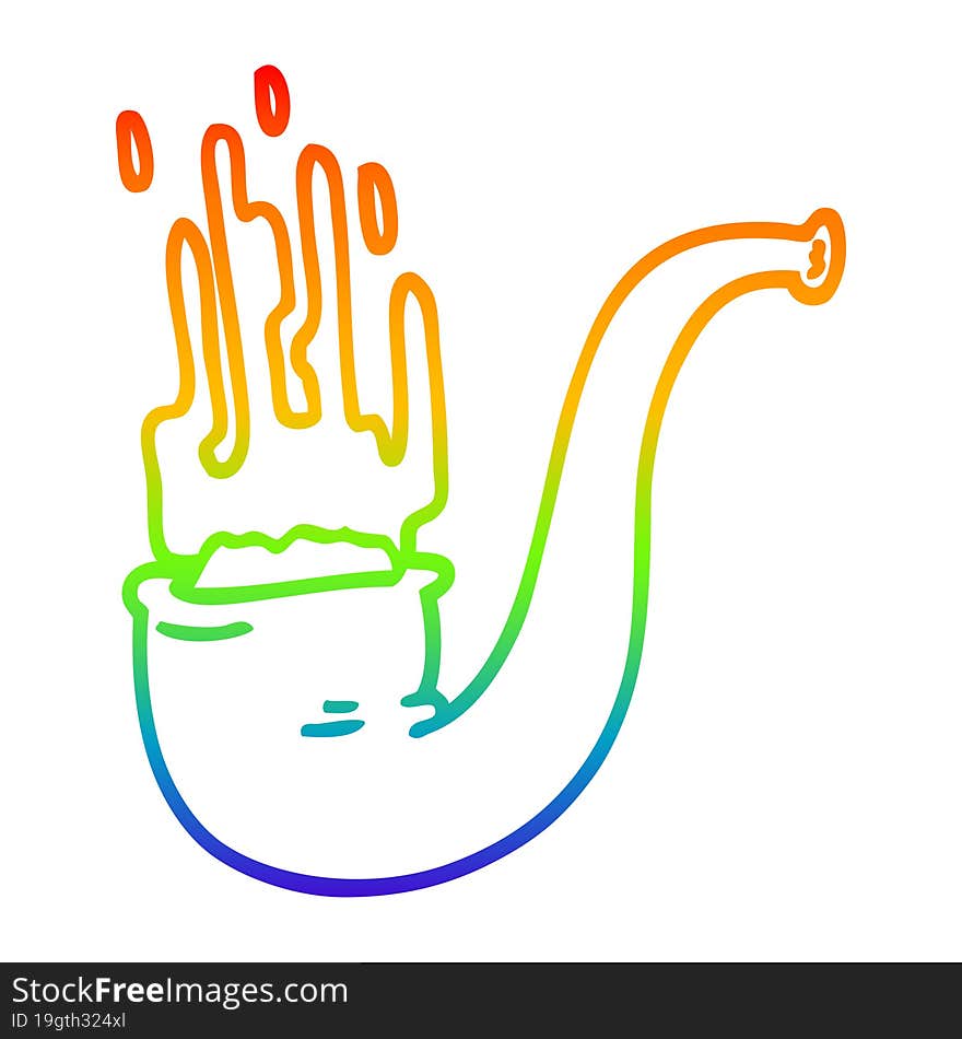 rainbow gradient line drawing cartoon smoking pipe