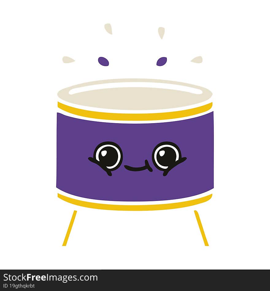 flat color retro cartoon of a drum