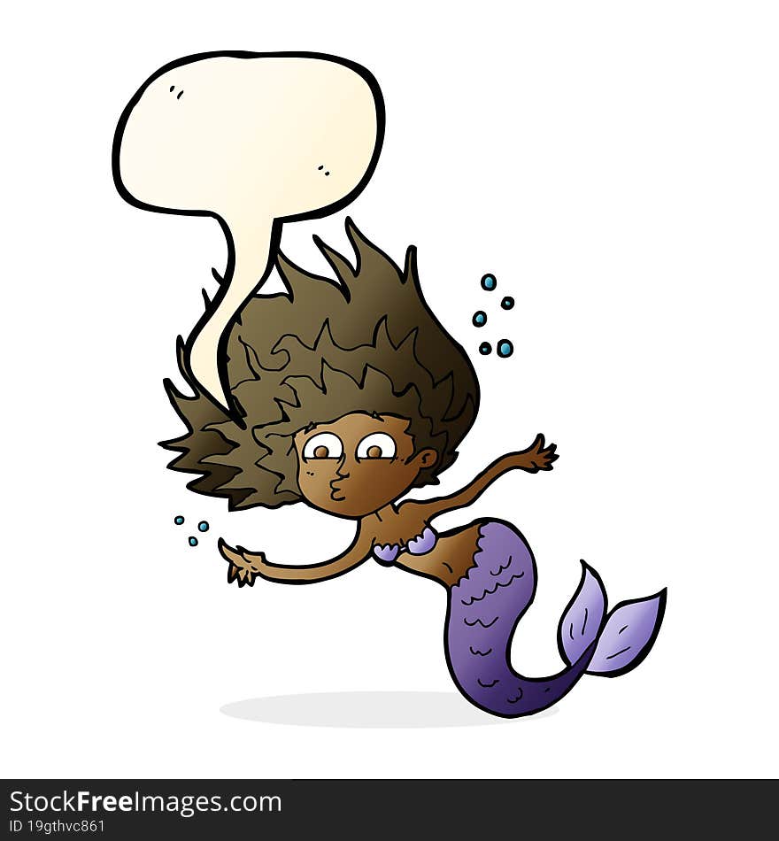 cartoon mermaid with speech bubble