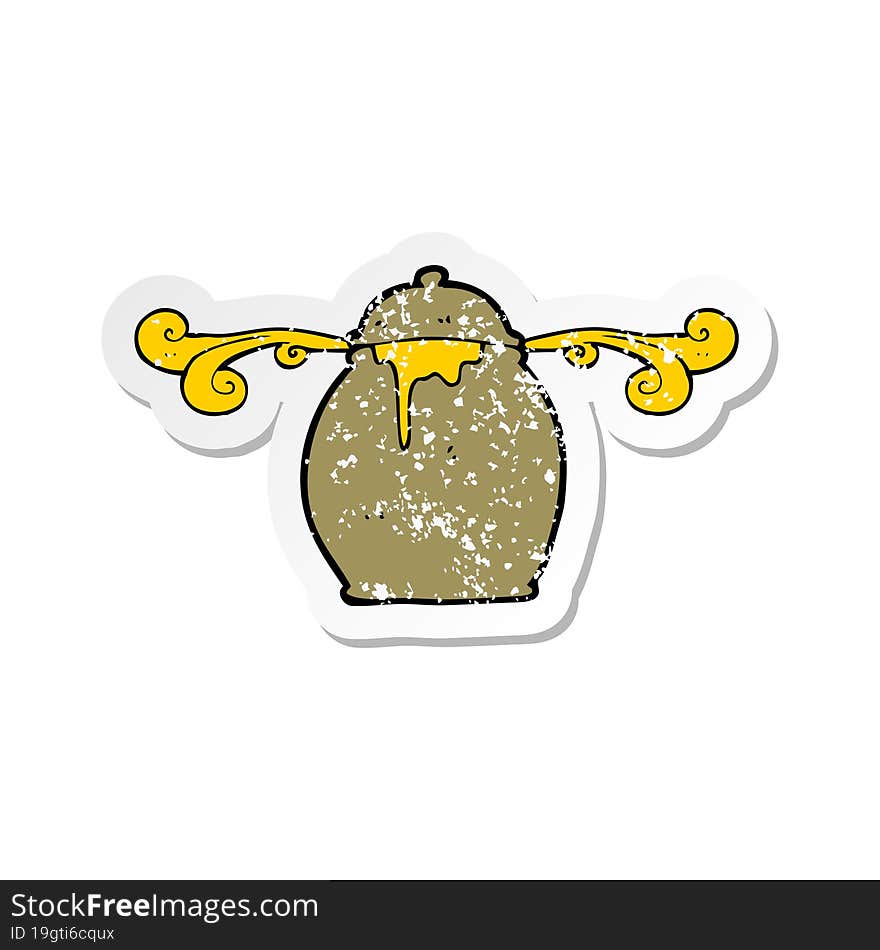 retro distressed sticker of a cartoon honey pot