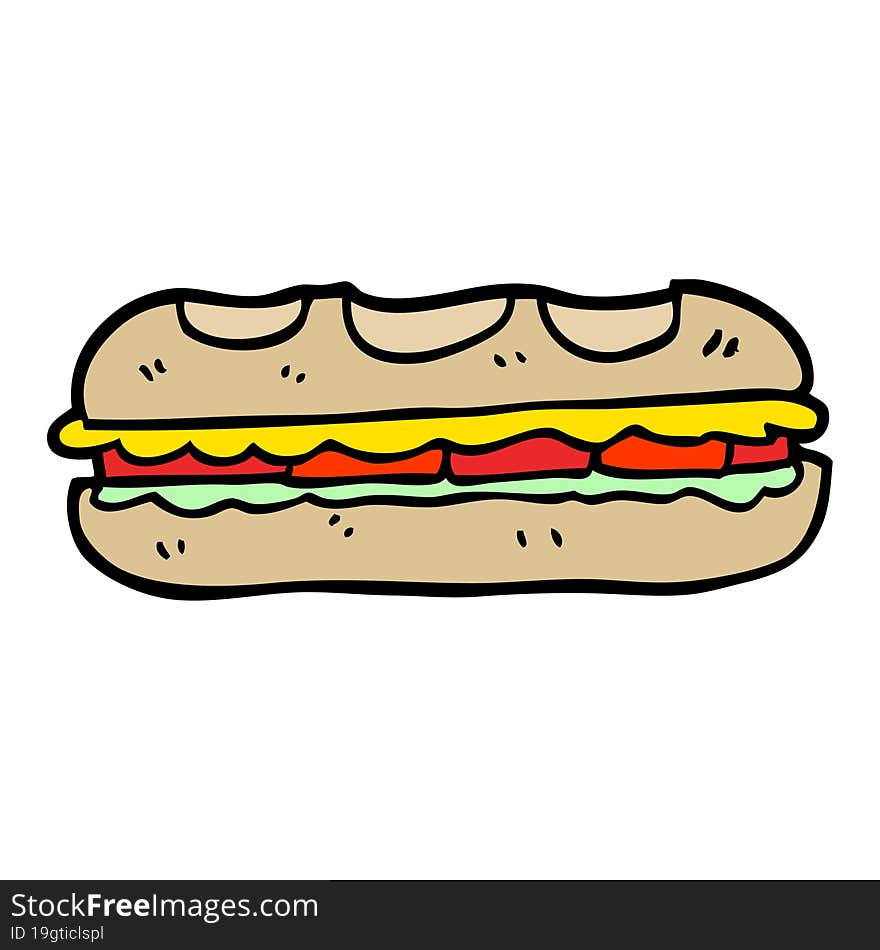 hand drawn doodle style cartoon tasty sandwich