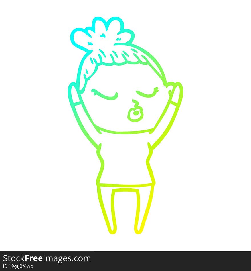 cold gradient line drawing cartoon calm woman